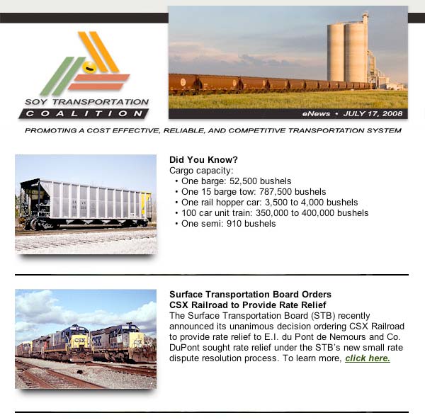 July 2008 Soy Transportation eNews